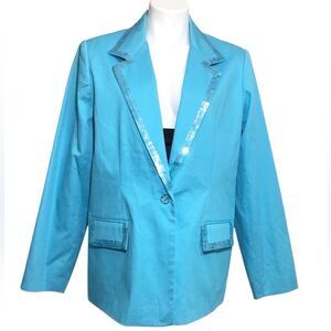 Quaker Factory Sequin Single Button Blazer Size Large